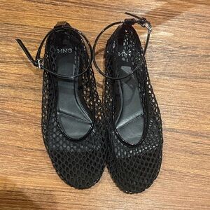 Mango Women's Black Mesh Flats